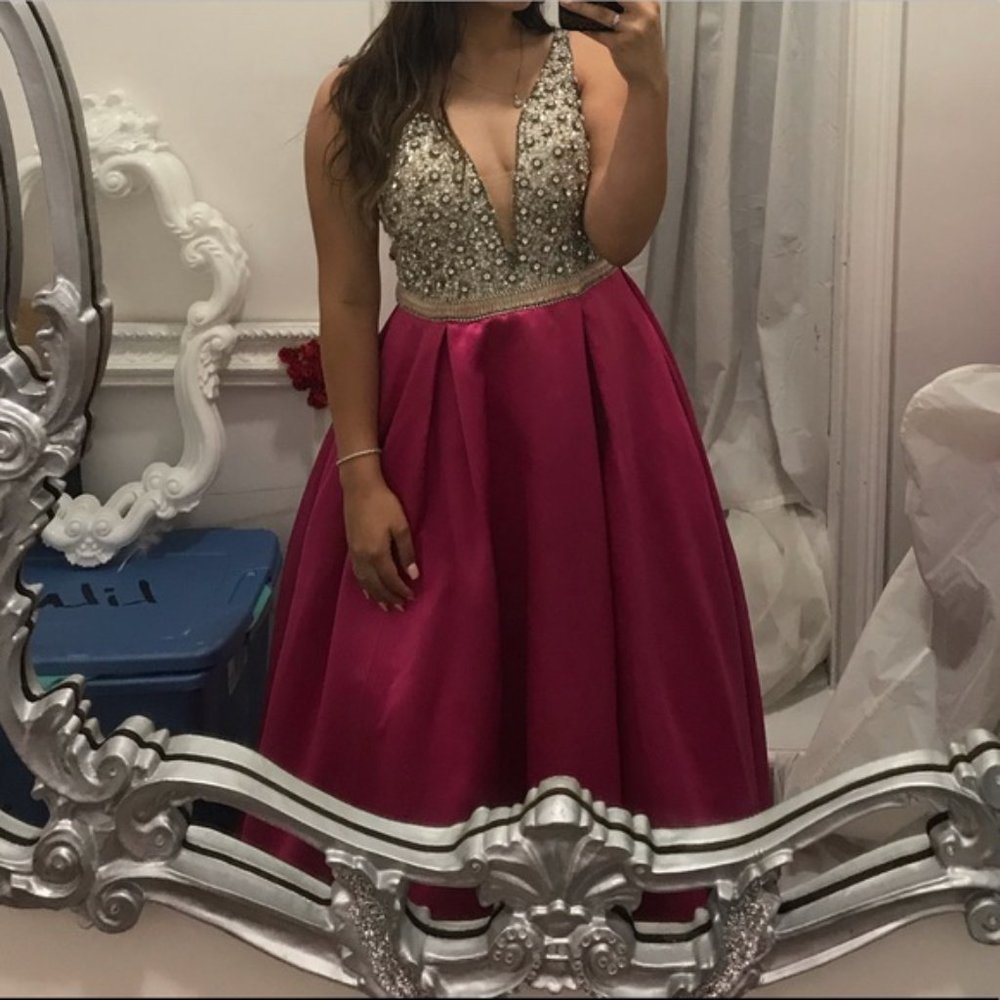 Terani Couture Beaded Satin A-line Gown - Picture 4 of 5